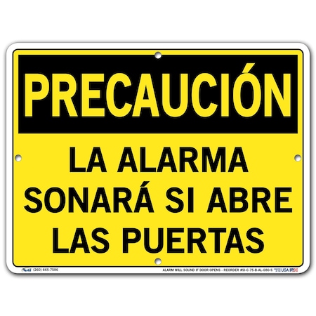 Vestil Aluminum Sign, 9-1/2" Height, 12-1/2" Width, Aluminum, Rectangle, Spanish SI-C-75-B-AL-080-S